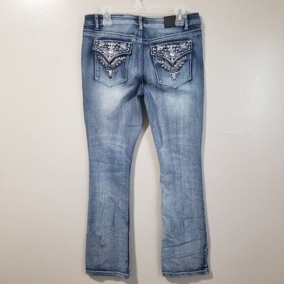True Luck Jeans size 13/14 Mid Rise Boot Cut Bling - Picture 8 of 14